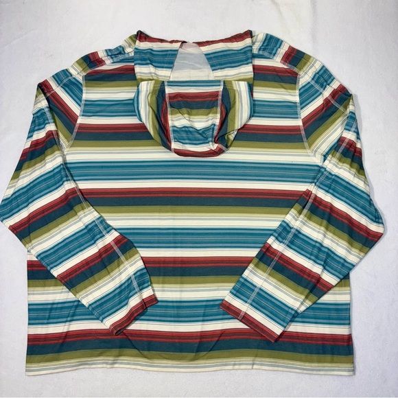 L.L. Bean SunSmart Hoodie Mens XXL Southwest Stripe UPF 50+ Long Sleeve Tee - Picture 4 of 5